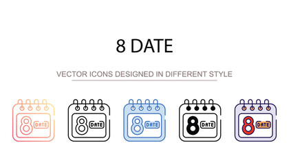 8 Date icon design with white background stock illustration