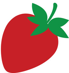 Vibrant Red Strawberry with Green Leaves Illustration