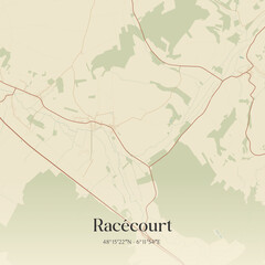 Obraz premium Vintage map of Racécourt, France.