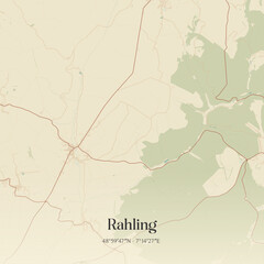 Fototapeta premium Vintage map of Rahling, France.