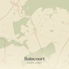 Obraz premium Vintage map of Raincourt, France.