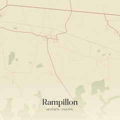 Naklejka premium Vintage map of Rampillon, France.