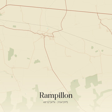 Vintage map of Rampillon, France.