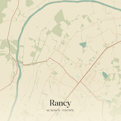 Fototapeta premium Vintage map of Rancy, France.
