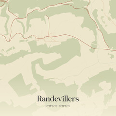 Obraz premium Vintage map of Randevillers, France.