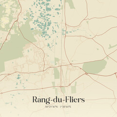 Fototapeta premium Vintage map of Rang-du-Fliers, France.