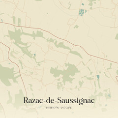 Obraz premium Vintage map of Razac-de-Saussignac, France.