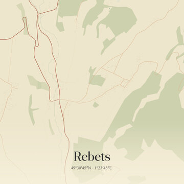 Vintage map of Rebets, France.