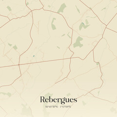 Fototapeta premium Vintage map of Rebergues, France.