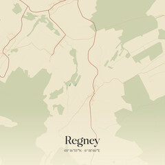 Naklejka premium Vintage map of Regney, France.