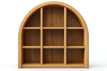 A 3D render of a white interior with wooden shelves, designed as a template or mock-up for a teenager on a white background