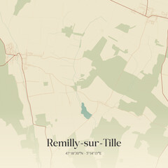 Obraz premium Vintage map of Remilly-sur-Tille, France.