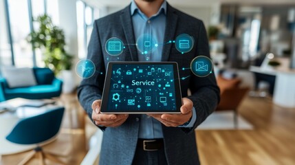 A man discusses affiliate marketing techniques on a digital tablet