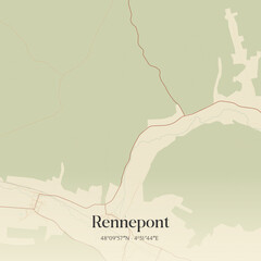 Fototapeta premium Vintage map of Rennepont, France.