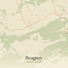Fototapeta premium Vintage map of Reugney, France.