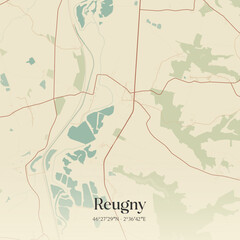 Obraz premium Vintage map of Reugny, France.