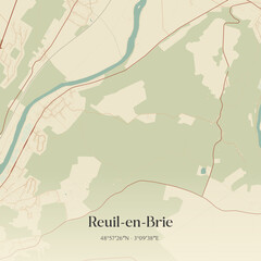 Obraz premium Vintage map of Reuil-en-Brie, France.