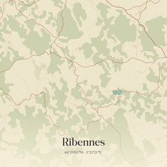 Vintage map of Ribennes, France.