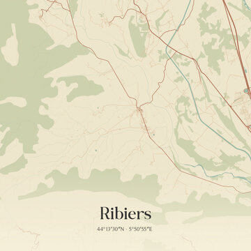 Vintage map of Ribiers, France.