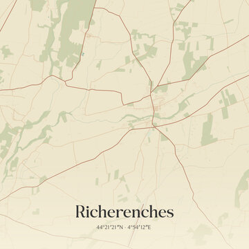 Vintage map of Richerenches, France.
