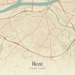 Obraz premium Vintage map of Rezé, France.