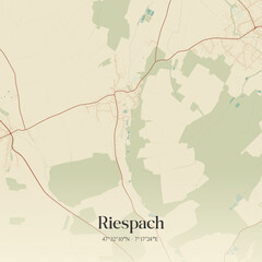 Obraz premium Vintage map of Riespach, France.