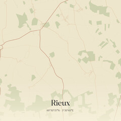 Fototapeta premium Vintage map of Rieux, France.