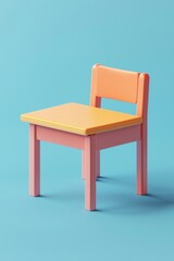 Fototapeta premium Colorful Cartoon Chair on a Vibrant Blue Background