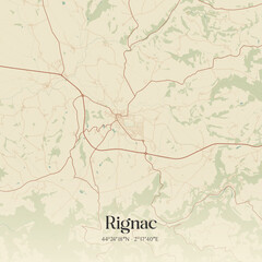 Fototapeta premium Vintage map of Rignac, France.