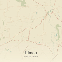 Fototapeta premium Vintage map of Rimou, France.