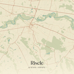 Obraz premium Vintage map of Riscle, France.