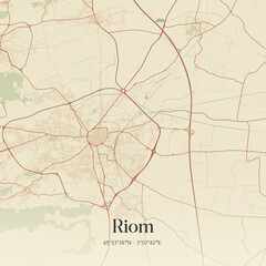 Fototapeta premium Vintage map of Riom, France.