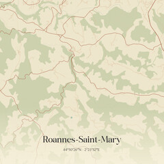 Fototapeta premium Vintage map of Roannes-Saint-Mary, France.