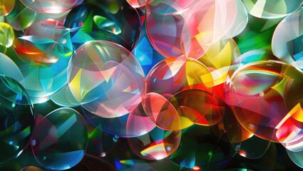 Colorful Abstract Bubbles with Light Reflections and Vibrant Patterns in a Dreamlike Background