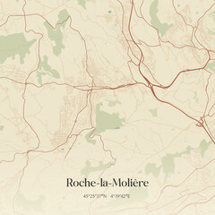 Obraz premium Vintage map of Roche-la-Molière, France.