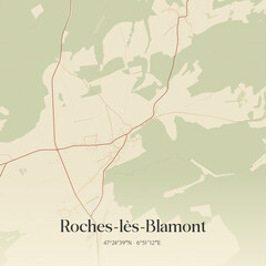 Obraz premium Vintage map of Roches-lès-Blamont, France.