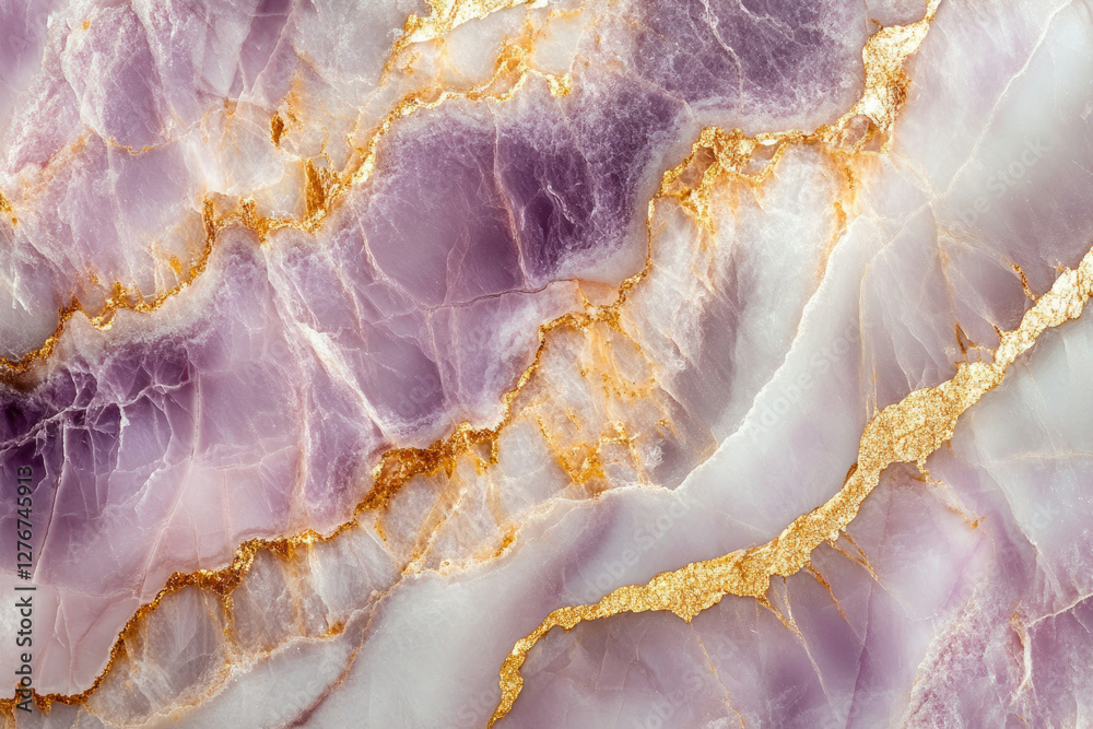 Poster purple and gold marble texture with swirling patterns and elegant veins.