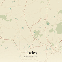 Fototapeta premium Vintage map of Rocles, France.
