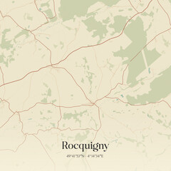 Obraz premium Vintage map of Rocquigny, France.