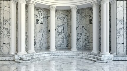 Elegant marble interior with classical columns and intricate wall detailing, ideal for architectural design projects