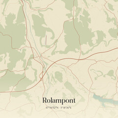 Fototapeta premium Vintage map of Rolampont, France.
