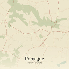 Obraz premium Vintage map of Romagne, France.