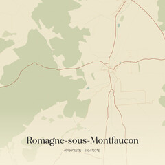 Obraz premium Vintage map of Romagne-sous-Montfaucon, France.