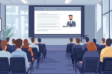 Businesspeople watching presentation on screen