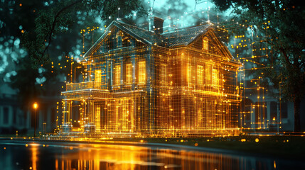 Fototapeta premium Explore a vibrant metaverse hub for real estate where users engage in buying, selling, and trading digital properties featuring immersive transactions