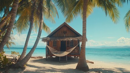 Tropical Beach House Hammock Paradise Idyllic Getaway