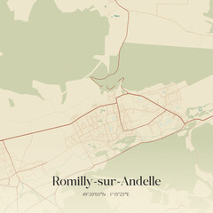 Obraz premium Vintage map of Romilly-sur-Andelle, France.