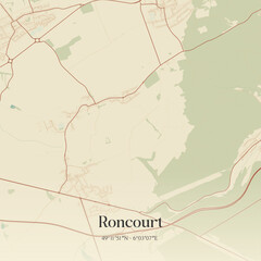 Obraz premium Vintage map of Roncourt, France.
