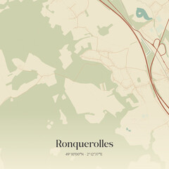 Obraz premium Vintage map of Ronquerolles, France.