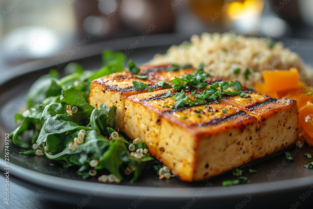 Canvas Prints Generative AI image of a healthy grilled chicken dish with fresh salad showcasing culinary and dieting inspiration